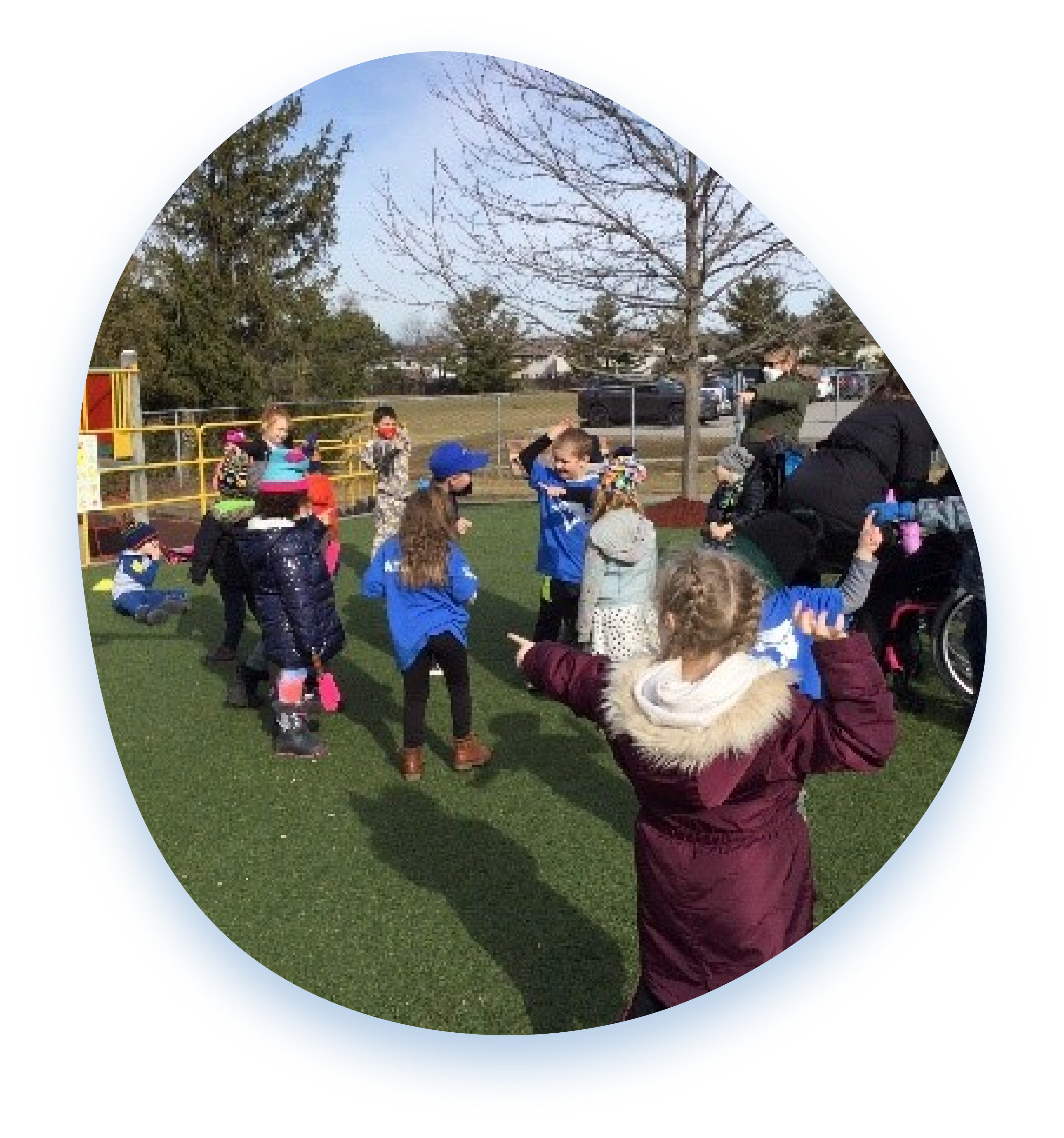 Students gather in Grandview Kids’ playground to participate in outdoor games with the Jays Care Foundation.
